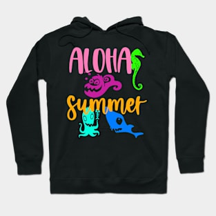 Aloha Summer, Colorful and Motivational Hoodie